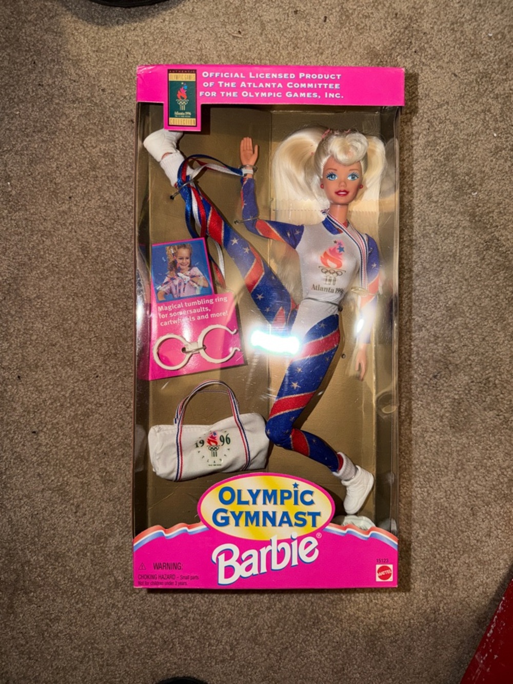 Barbie Olympic Gymnast Doll in Red, White & Blue Stars Leotard - Picture 1 of 2